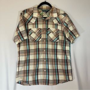 Patagonia Brown and Blue Casual Button Down Shirt